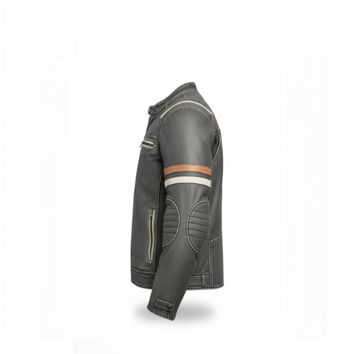Men’s Vintage Retro Distressed PU Leather Biker Motorcycle Café Racer Jacket