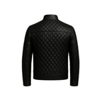 Men's Real Lambskin Leather Black Quilted Biker Jacket