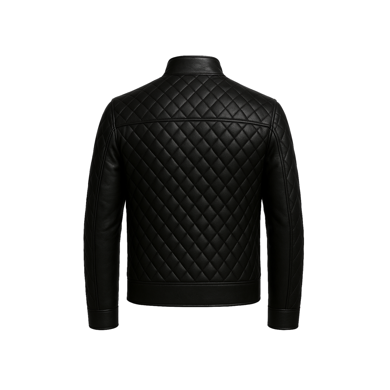 Men's Real Lambskin Leather Black Quilted Biker Jacket