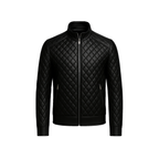 Men's Real Lambskin Leather Black Quilted Biker Jacket