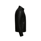 Men's Real Lambskin Leather Black Quilted Biker Jacket