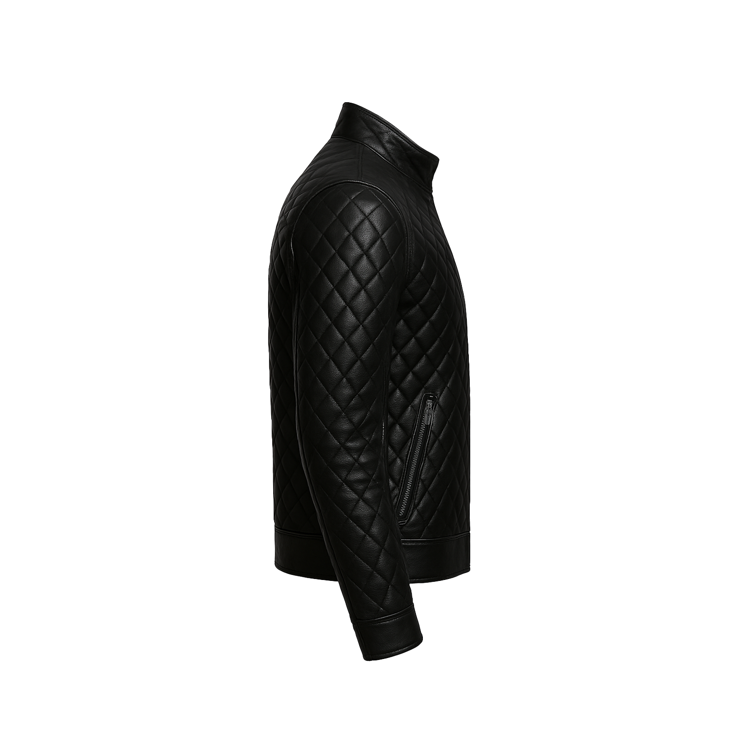 Men's Real Lambskin Leather Black Quilted Biker Jacket