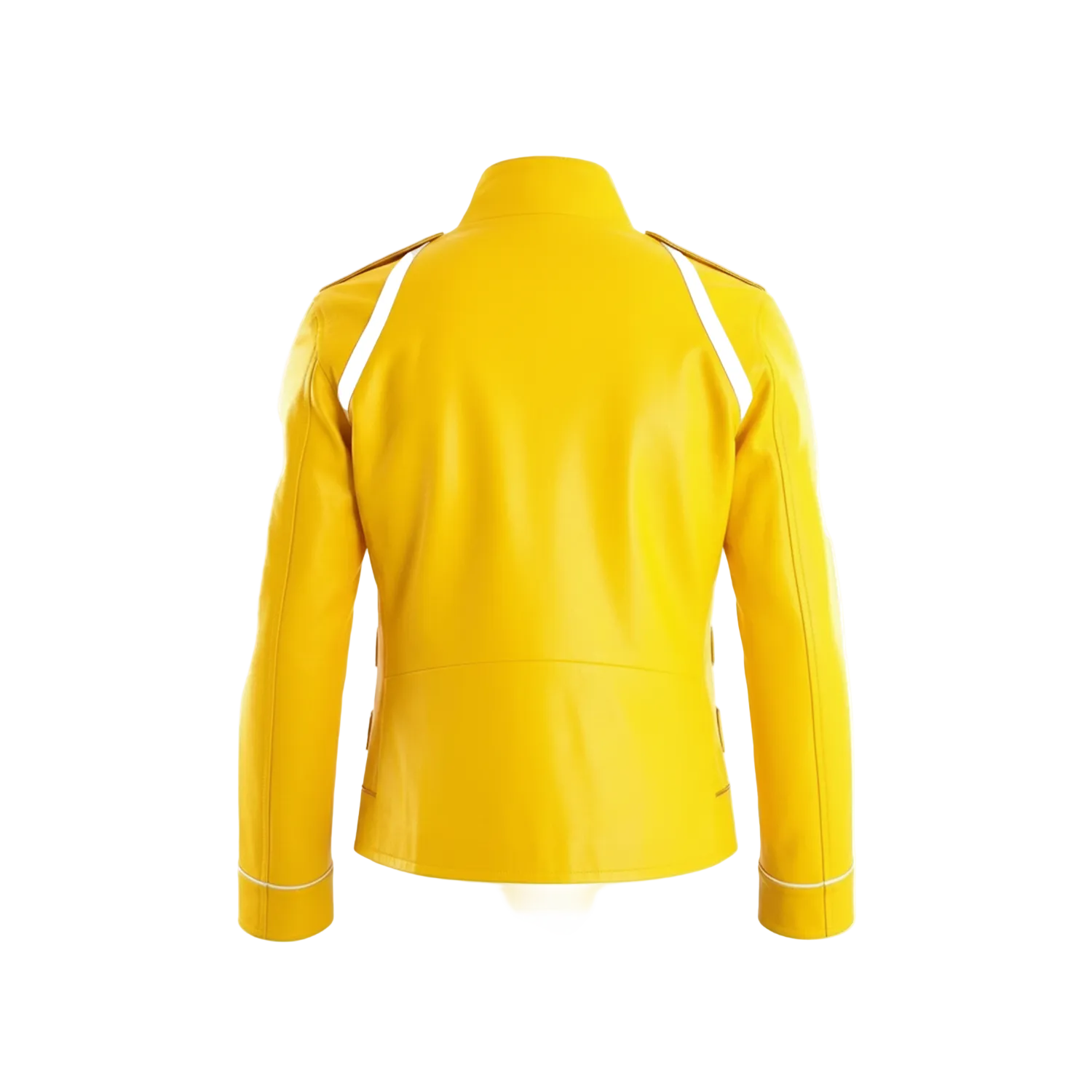 Men's Yellow Leather Jacket Biker Style Belted Coat