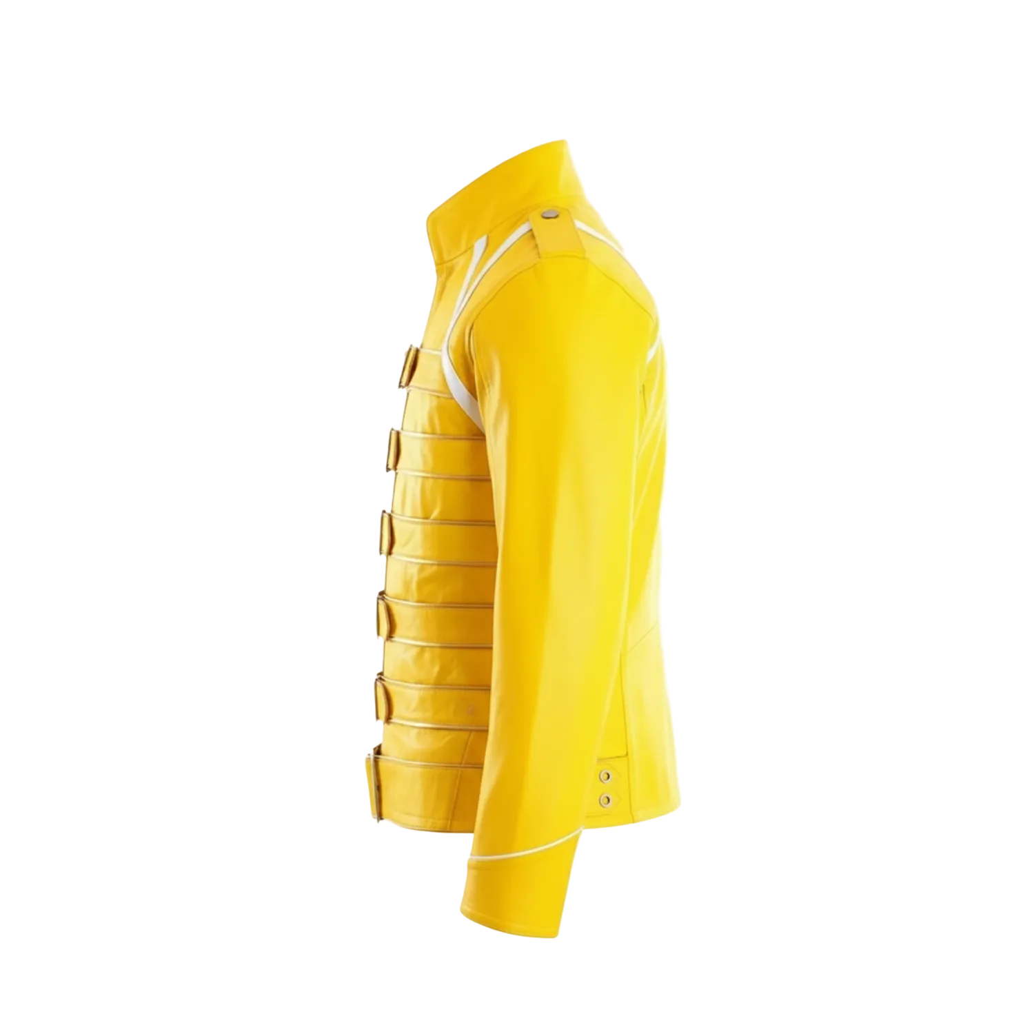 Men's Yellow Leather Jacket Biker Style Belted Coat
