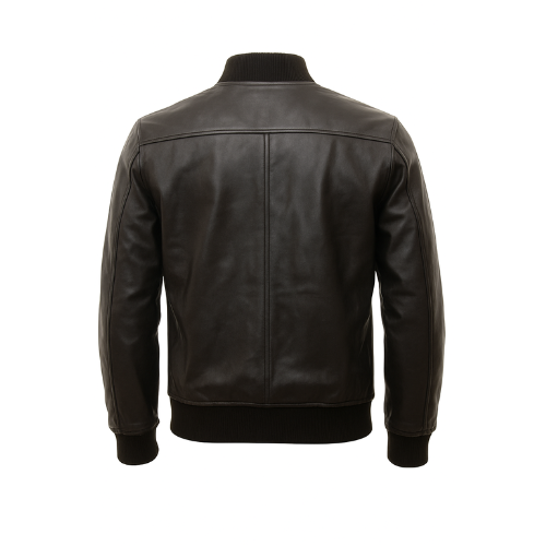 Men’s Genuine Black Leather Bomber Jacket