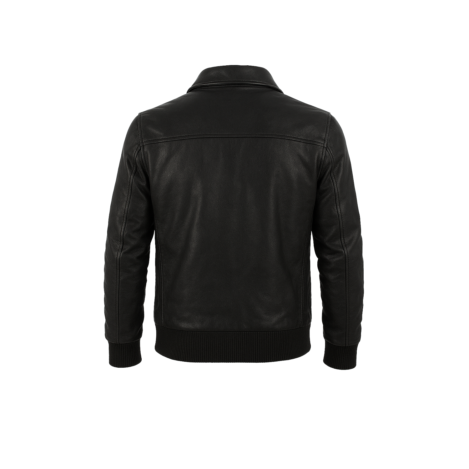 Black leather jacket on a white background