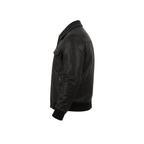 Black leather jacket on a white background