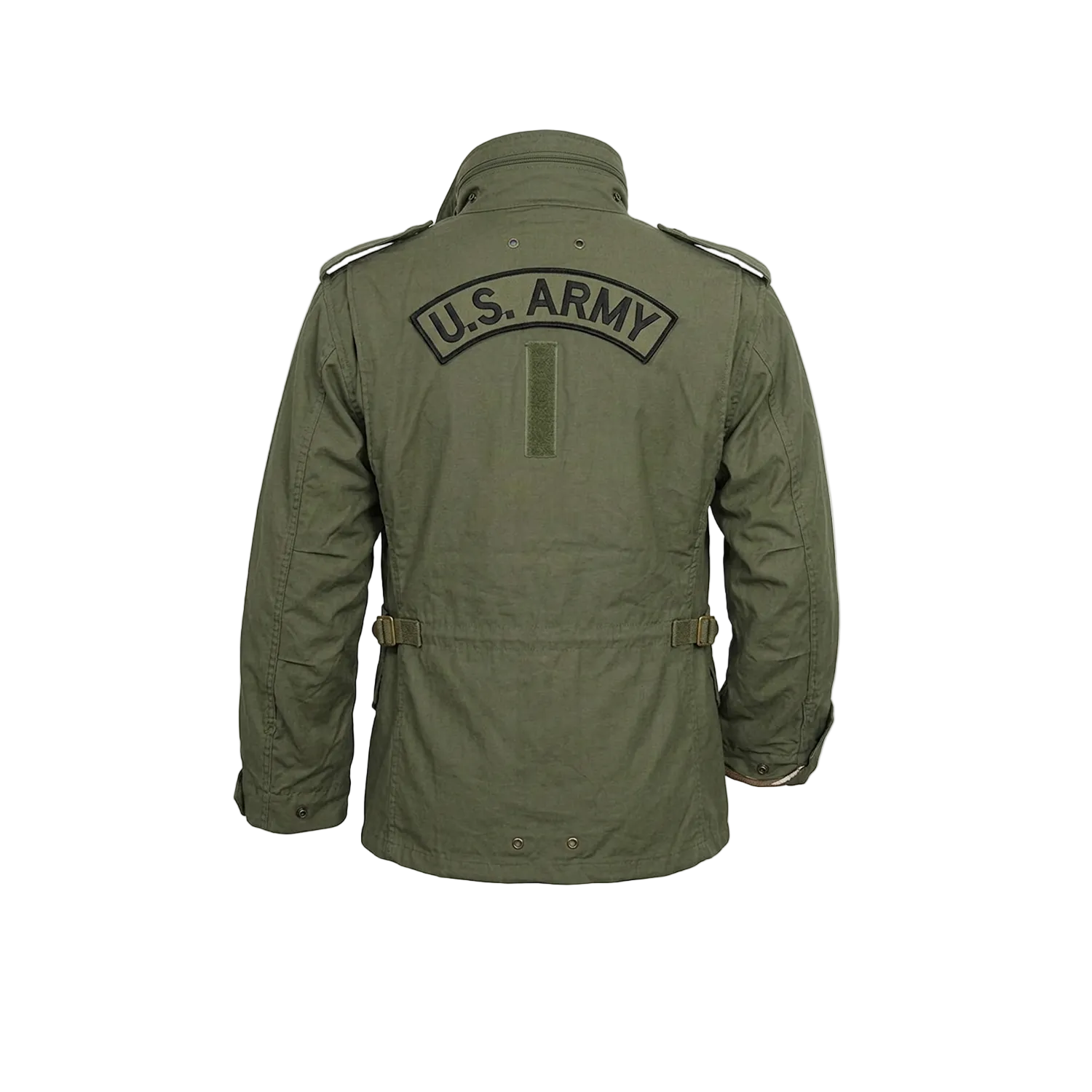 Green U.S. Army jacket on a white background