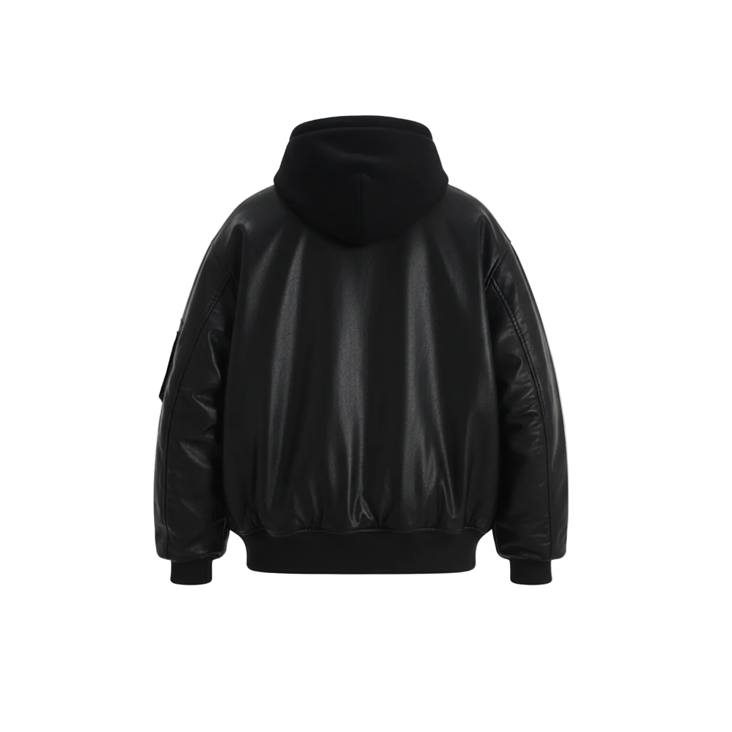 Men's hooded oversized sheep leather bomber jacket