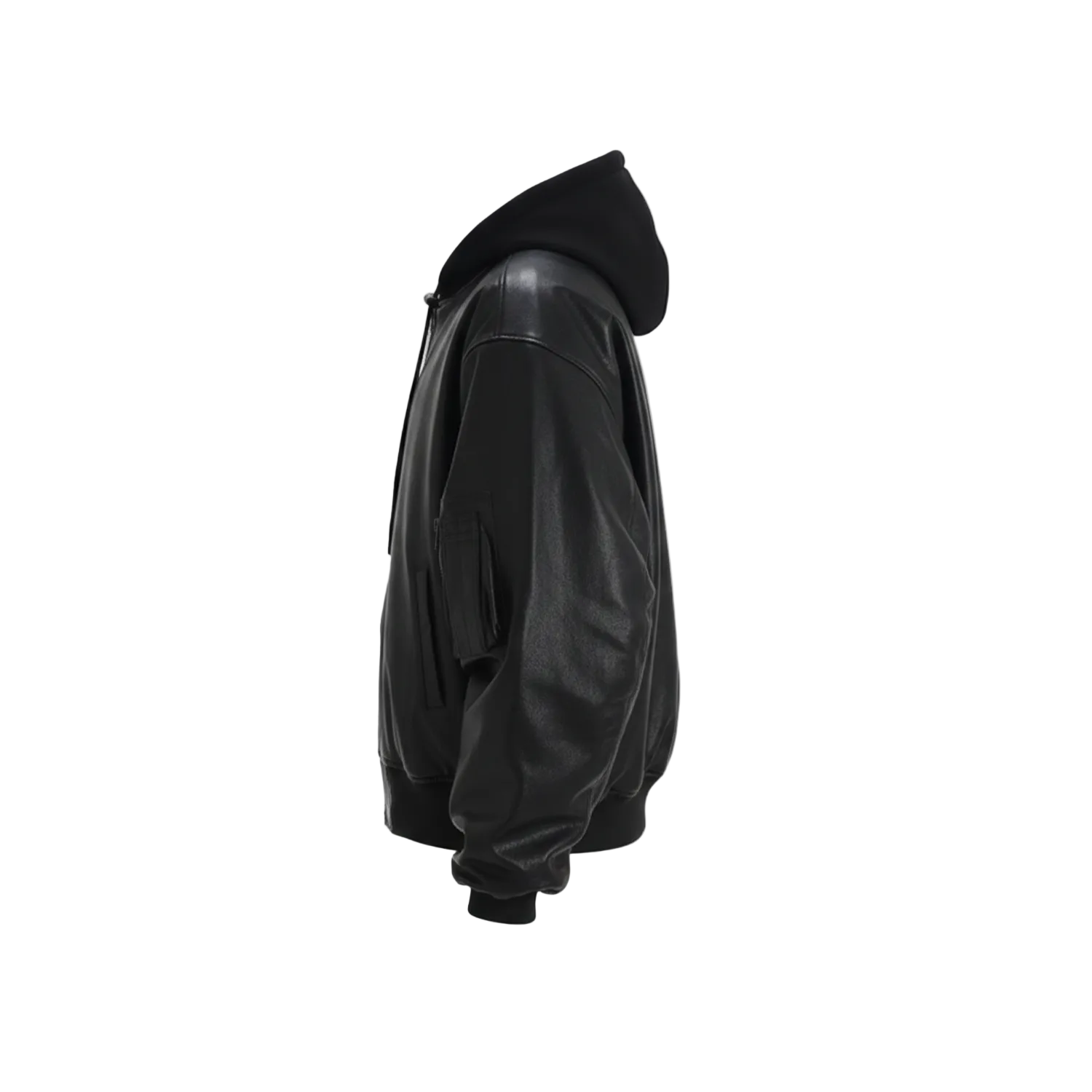 Men's hooded oversized sheep leather bomber jacket