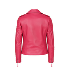 Pink leather jacket on a white background