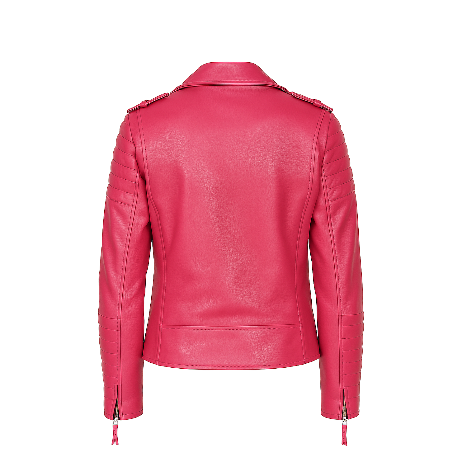 Pink leather jacket on a white background
