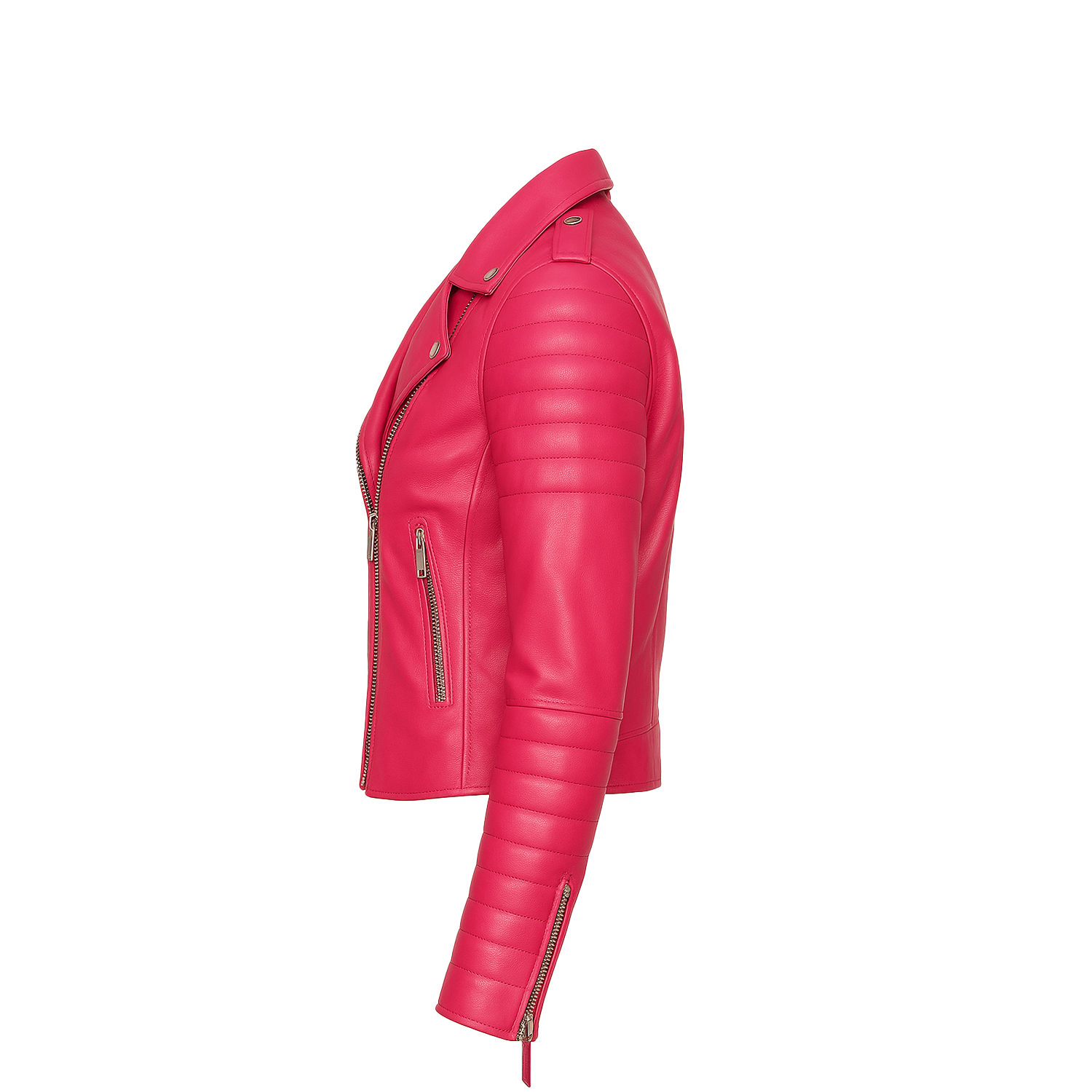 Pink leather jacket on a white background