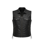 Men’s Black Leather Biker Vest
