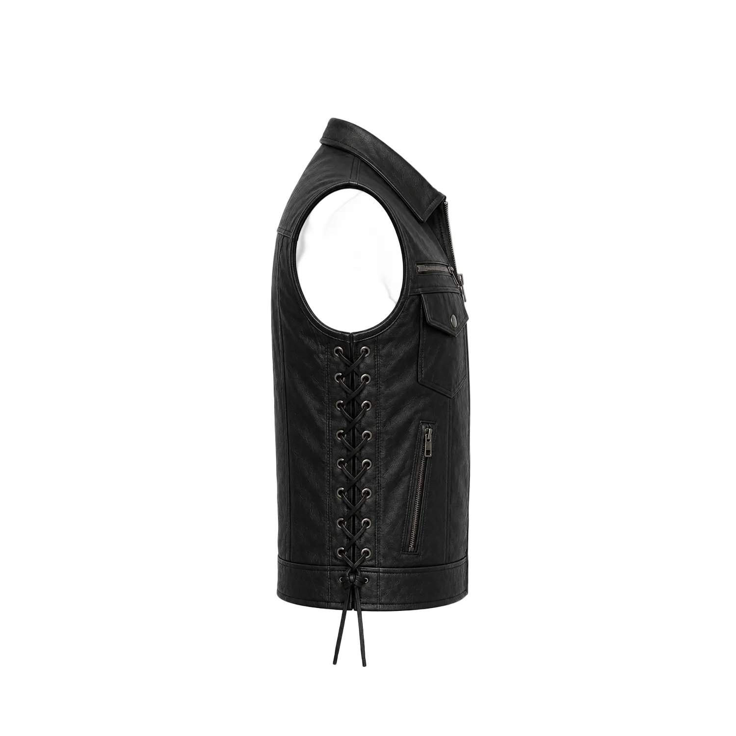 Men’s Black Leather Biker Vest