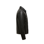 Black leather jacket on a white background