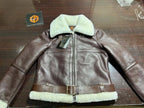 Women's Aviator RAF Bomber Flying Sheepskin Leather Jacket Shearling Fur Coat