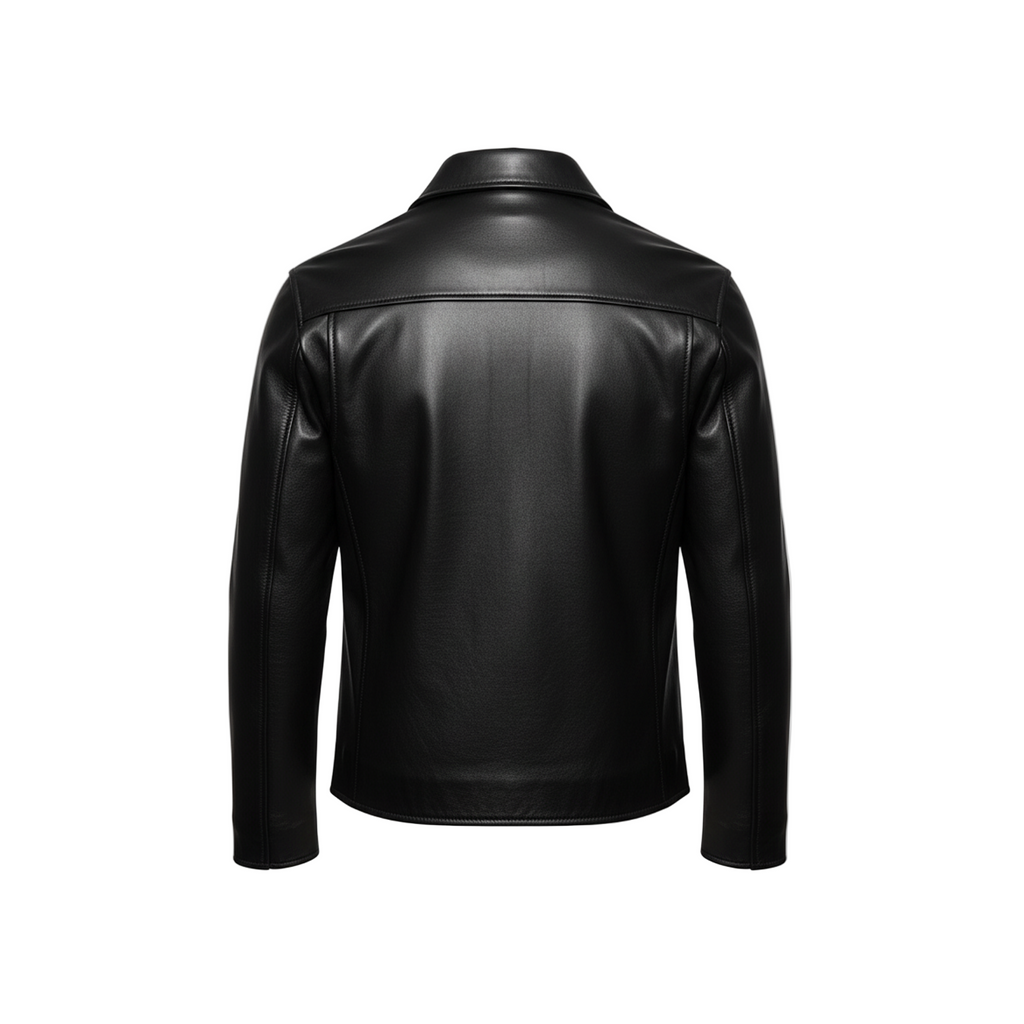 Black leather jacket on a white background