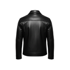 Black leather jacket on a white background