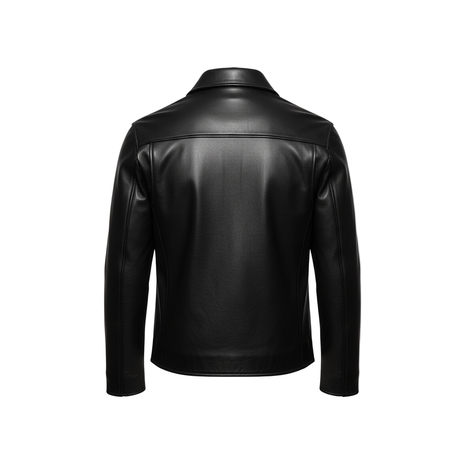 Black leather jacket on a white background