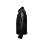 Black leather jacket on a white background