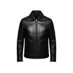 Black leather jacket on a white background