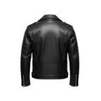 Black leather jacket on a white background
