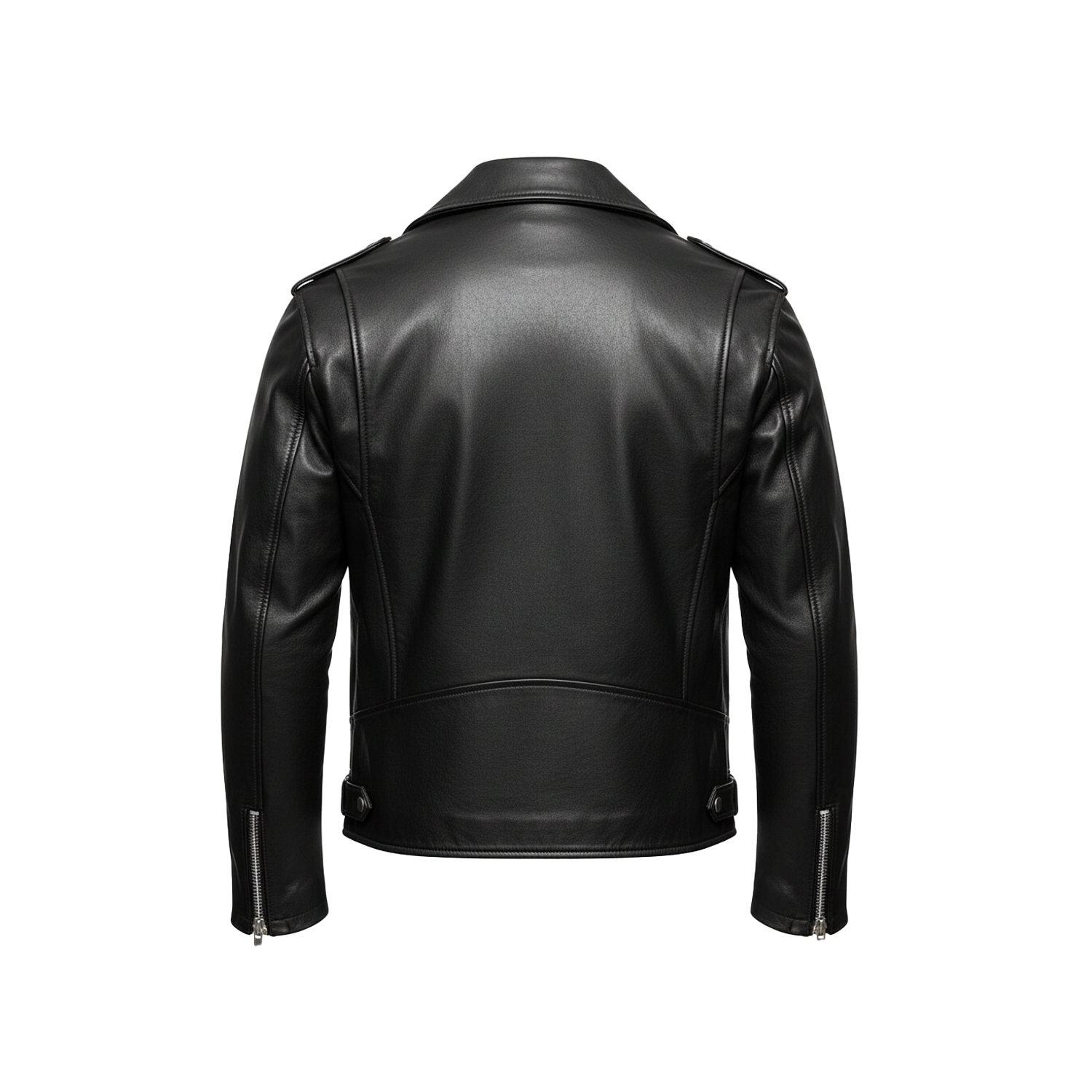Black leather jacket on a white background