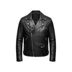 Black leather jacket on a white background