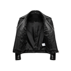 Black leather jacket on a white background