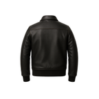 Black leather jacket on a white background