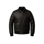 Black leather jacket on a white background