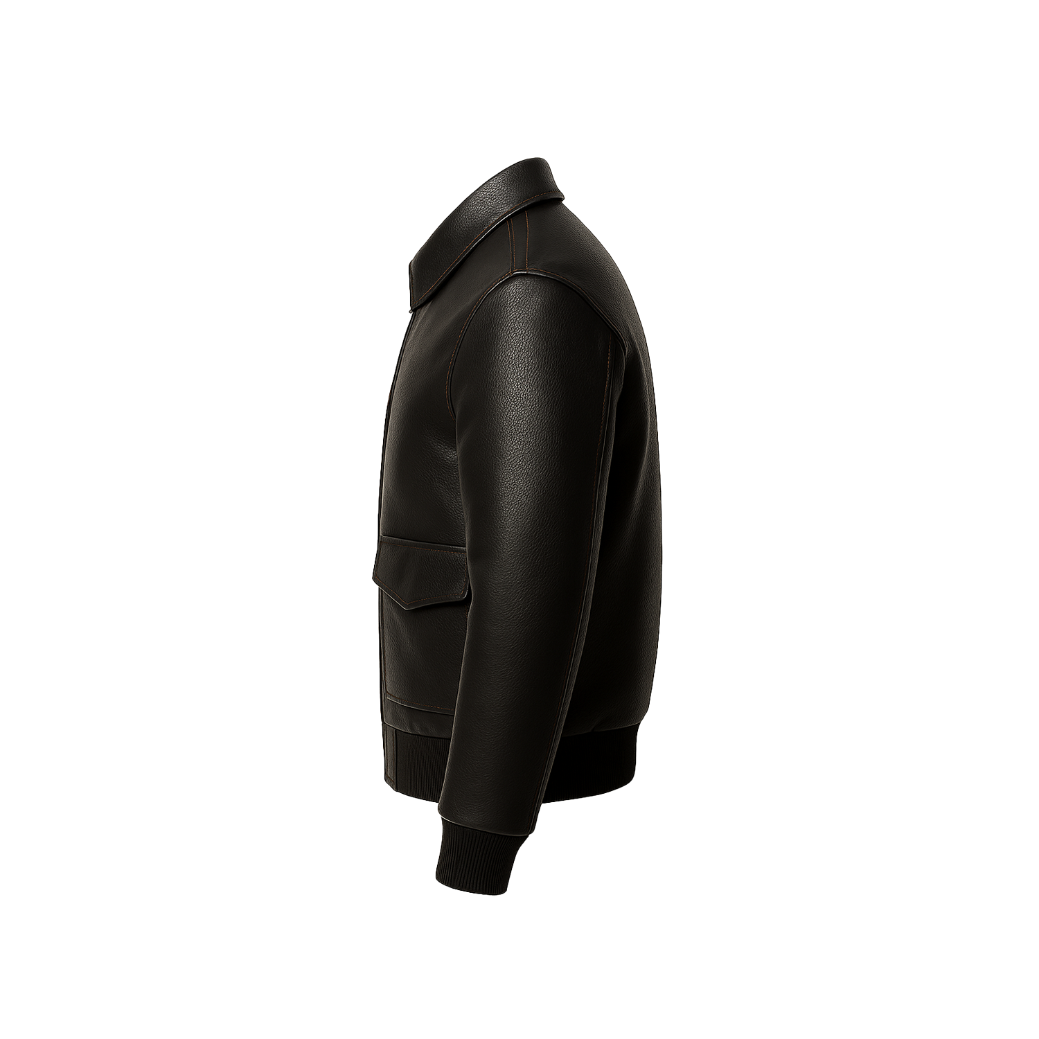 Black leather jacket on a white background