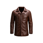 Brown leather jacket on a white background