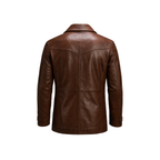 Brown leather jacket on a white background