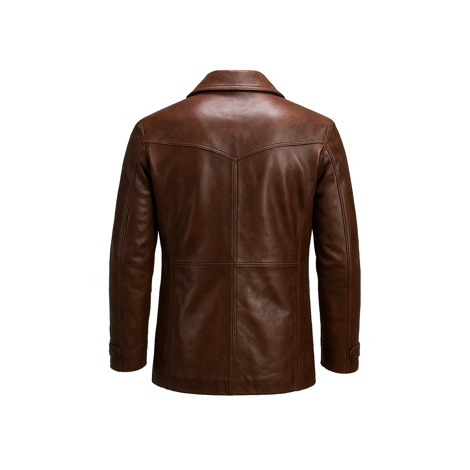 Brown leather jacket on a white background