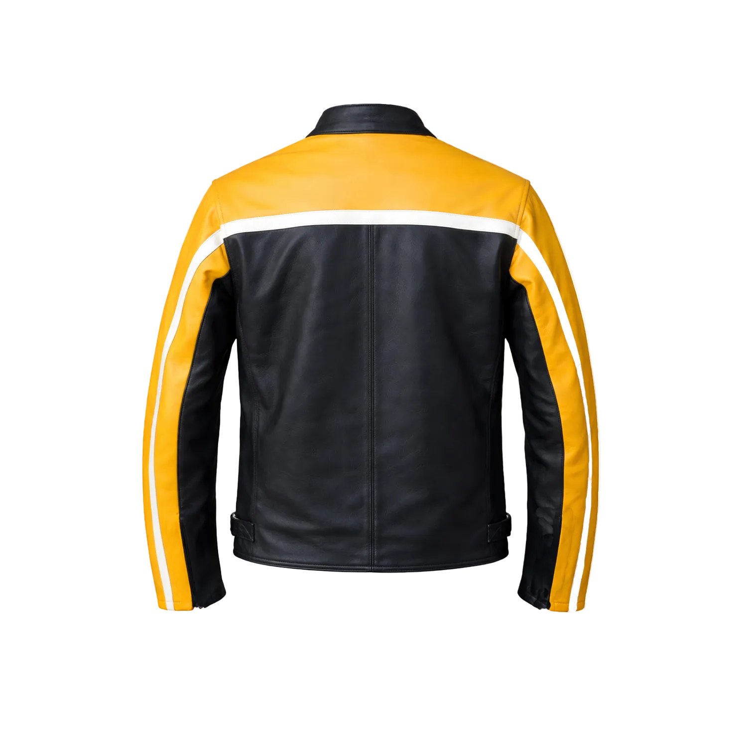 Men's yellow leather Racing Motorcycle jacket