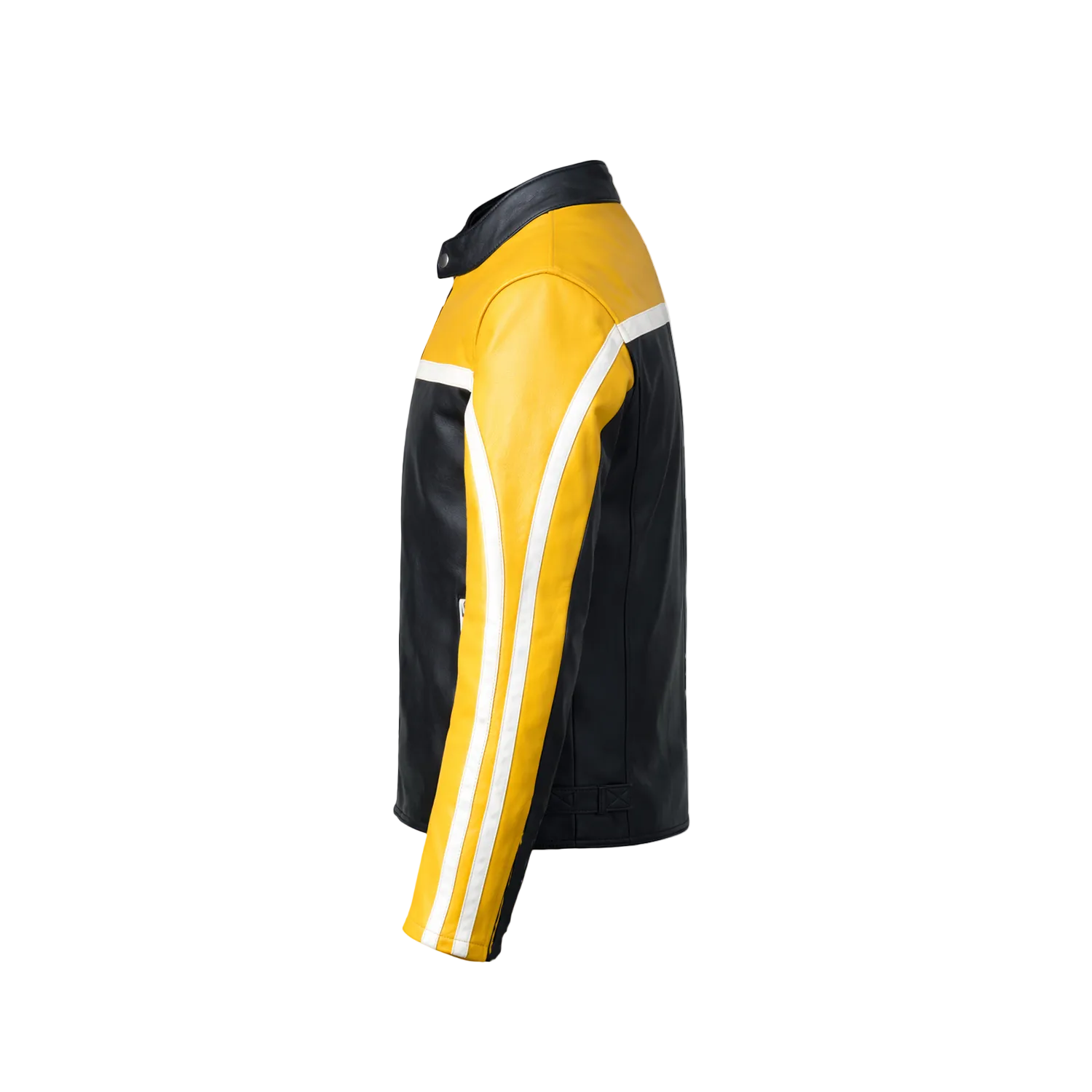 Men's yellow leather Racing Motorcycle jacket