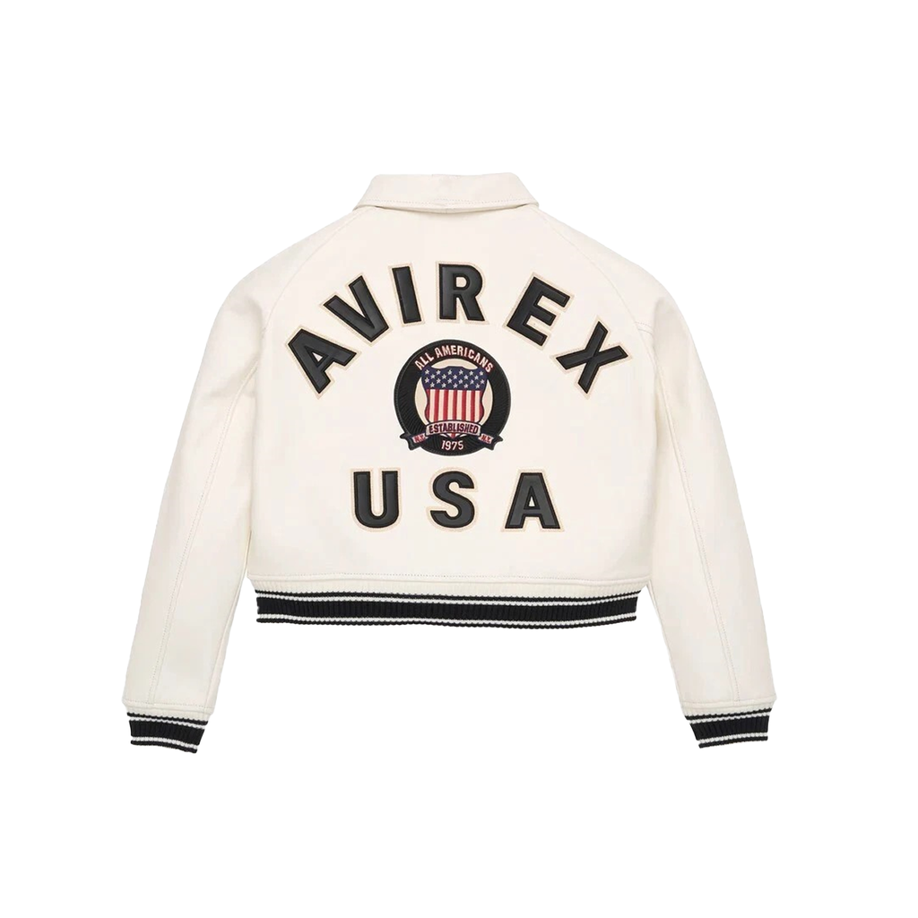 White Avirex USA jacket on a white background