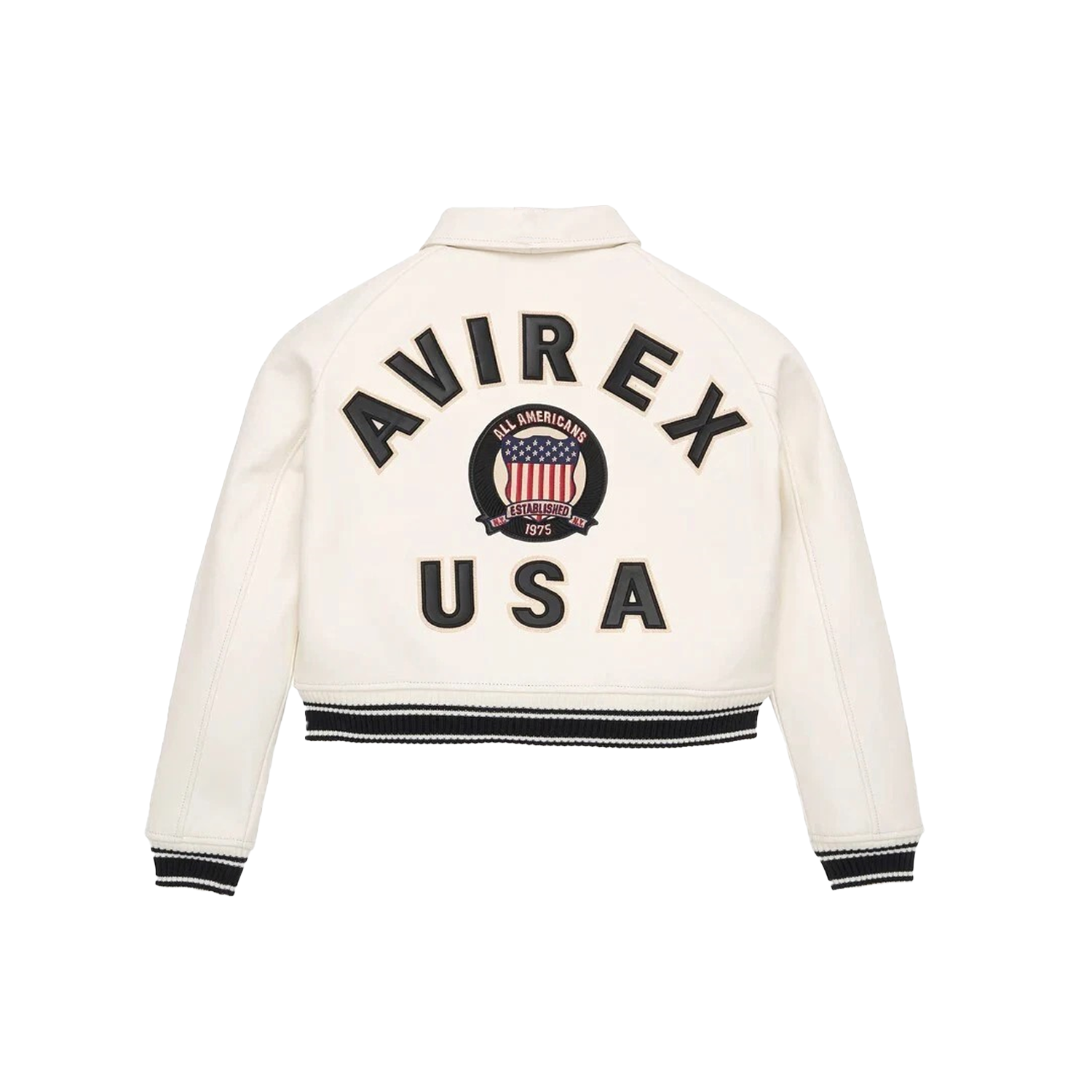 White Avirex USA jacket on a white background