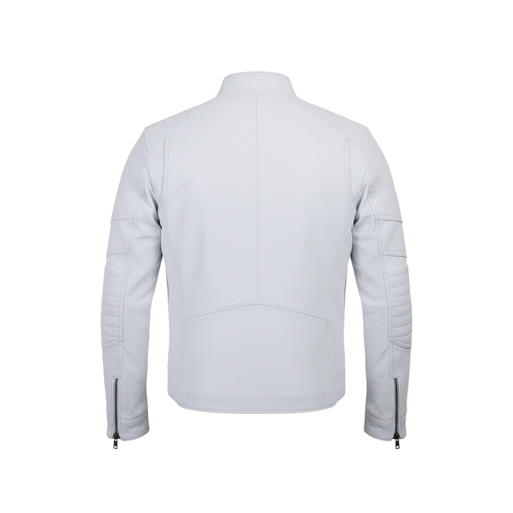 Light gray jacket on a white background with brand logo.