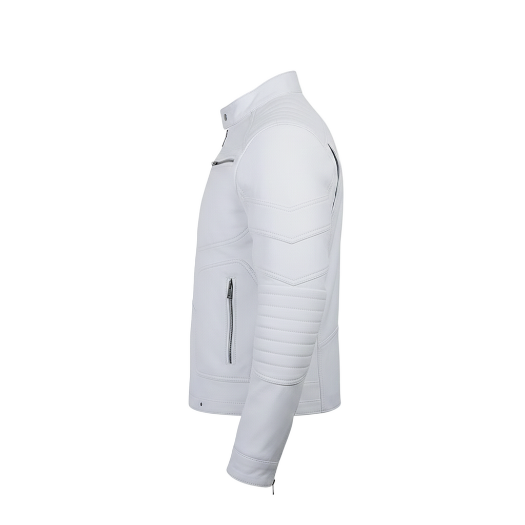 White jacket with zippers on a white background