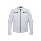 White jacket with black accents on a white background