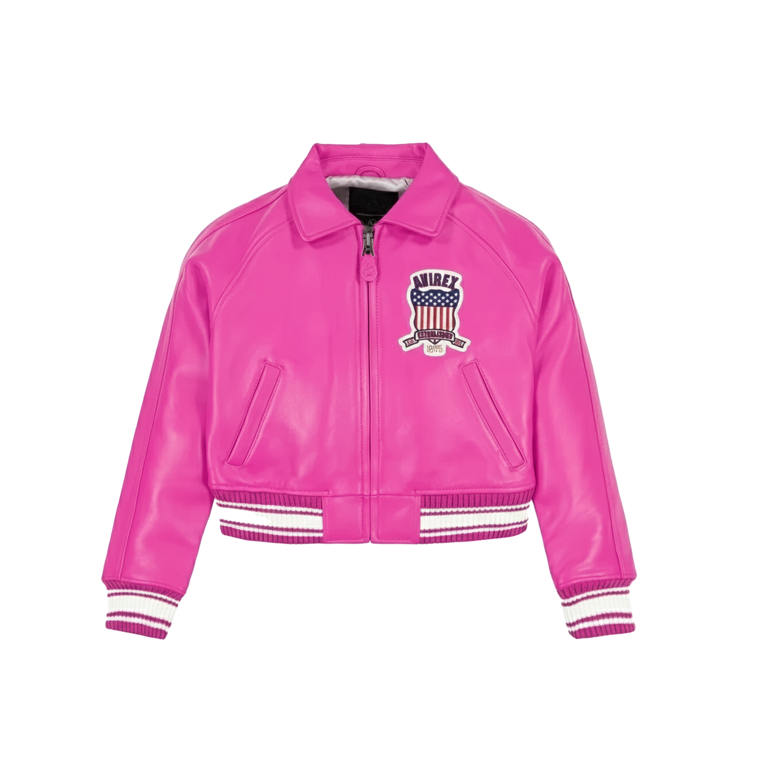 Pink jacket with a logo on a white background