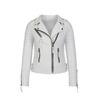 White leather jacket with zippers on a white background