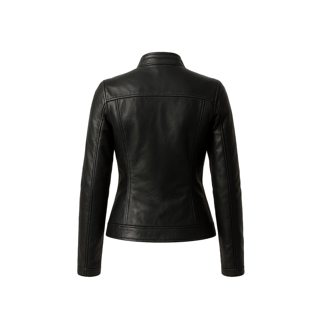 Women’s Black Real Leather Café Racer Biker Jacket