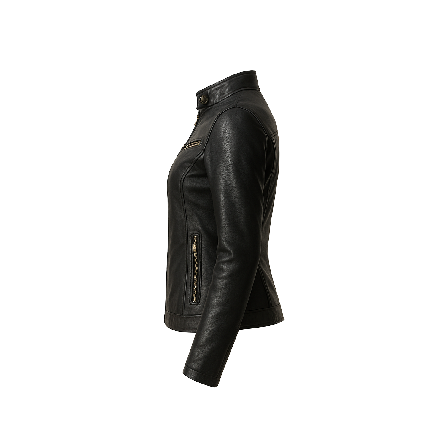 Women’s Black Real Leather Café Racer Biker Jacket