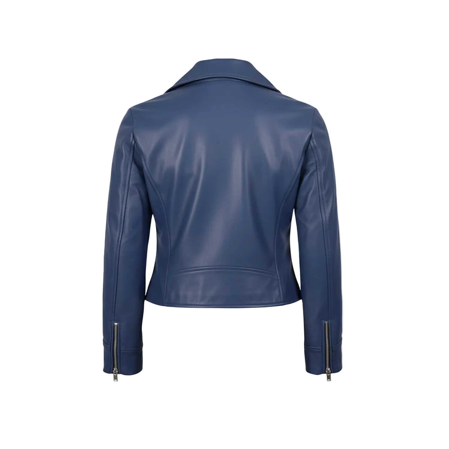 Blue leather jacket on a white background