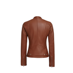 Women’s Brown Slim Fit Motorcycle Leather Jacket
