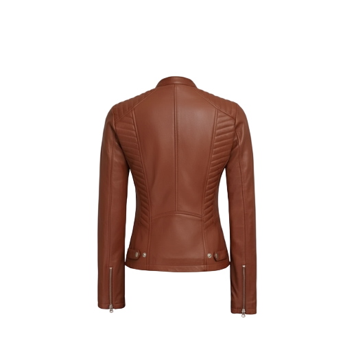 Women’s Brown Slim Fit Motorcycle Leather Jacket